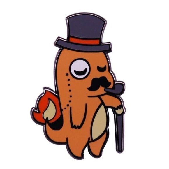 Pokemon Gentlemen Charmander Enamel Pin - Sophisticated Collectible - Picture 2 of 4